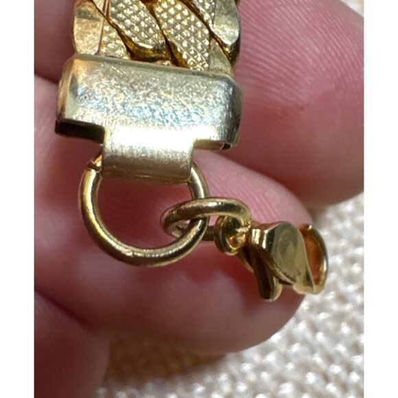 Gold Tone Herringbone Chain Bracelet With Lobster Clasp 6" Vintage - Picture 9 of 11